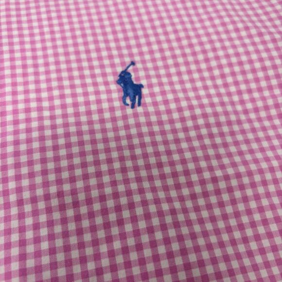 Ralph Lauren Medium Pink White Gingham Check Button Down Long Sleeve Shirt - Picture 3 of 5